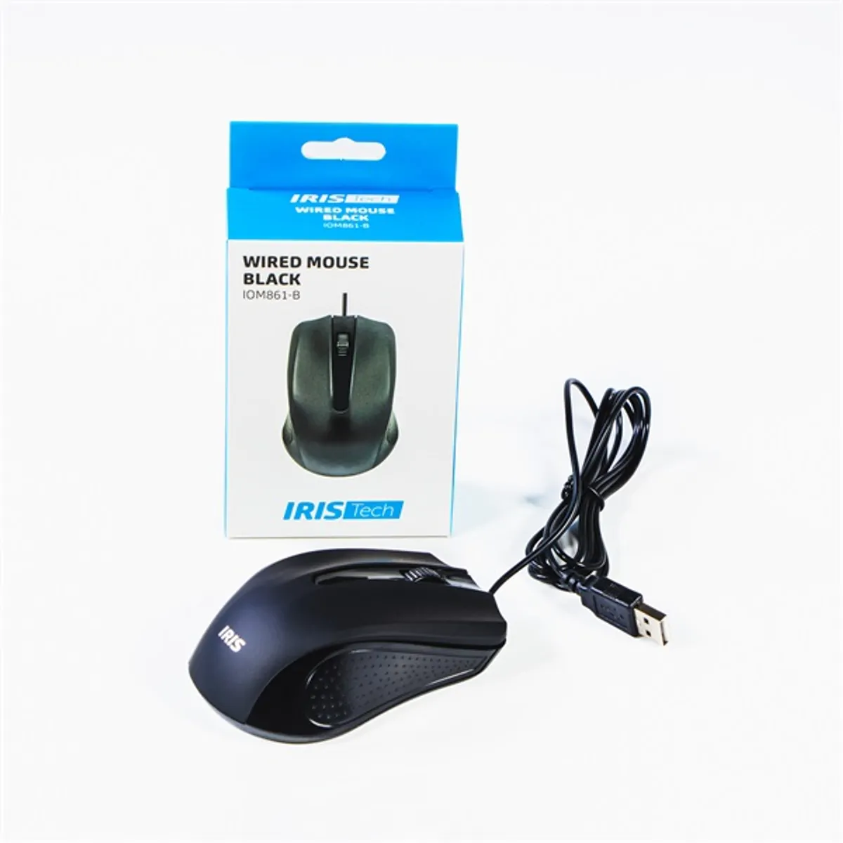 IRIS IOM861-B egér USB 1000 DPI 1,30 m fekete 105x65x40 mm #2