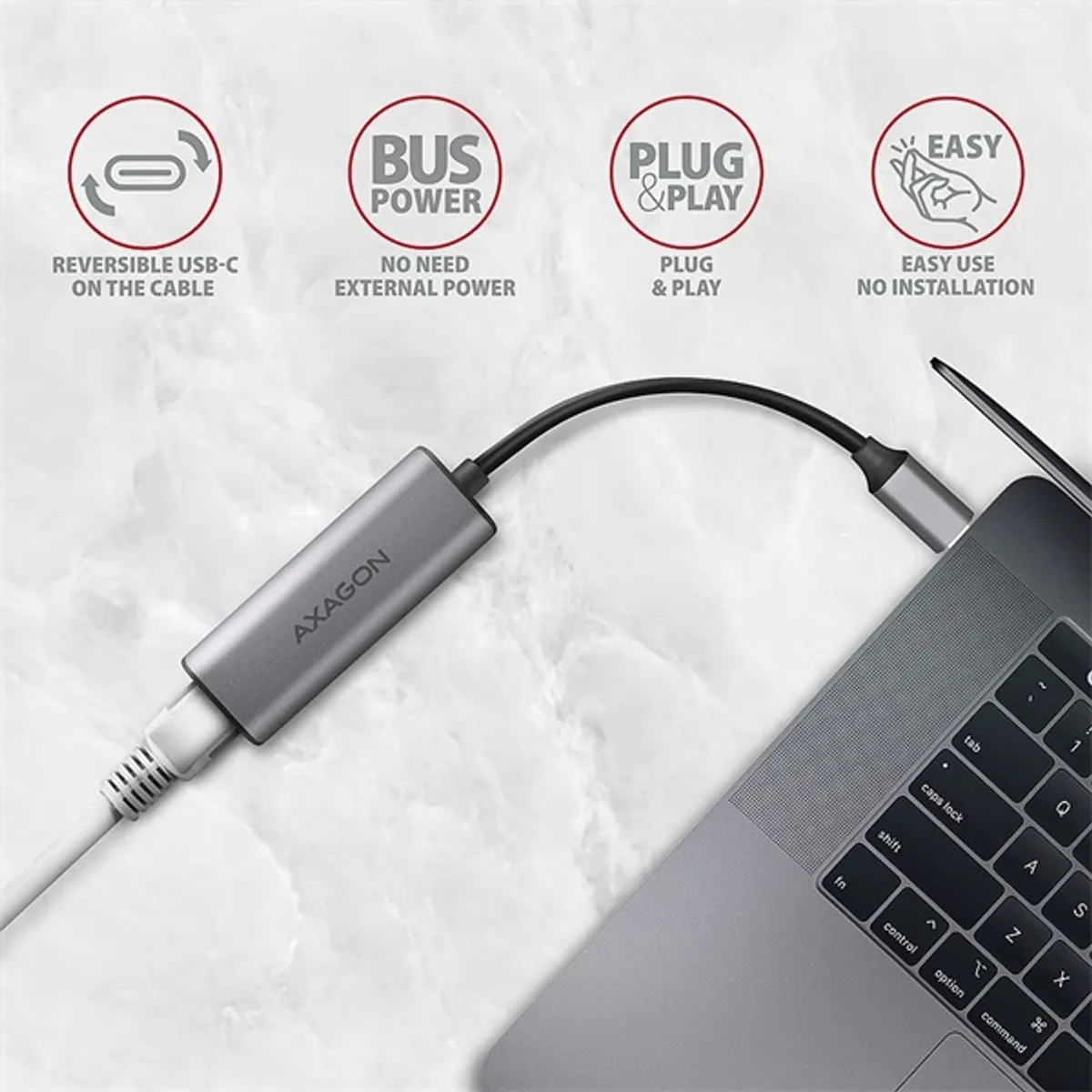 AXAGON ADE-25RC 2,5Gbps USB-C hálózati adapter Alumínium 15 cm RJ-45 #3