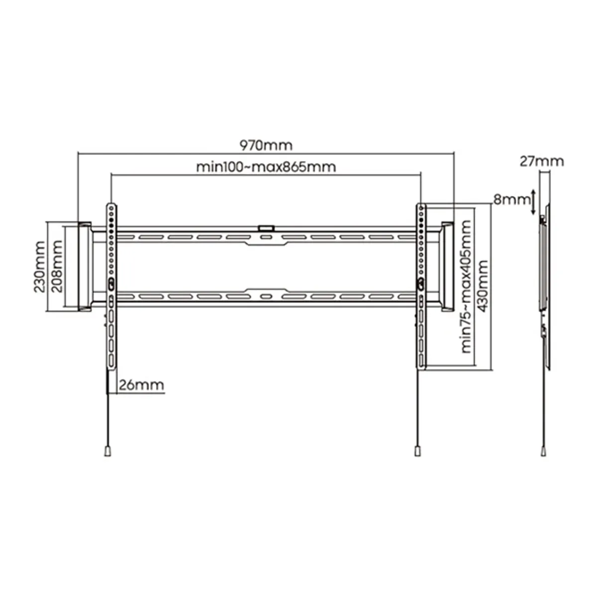Stell 35057823 SHO 7210 slim fix TV-tartó konzol 43"-90" fekete acél 75 kg VESA 200x100-800x400 #4