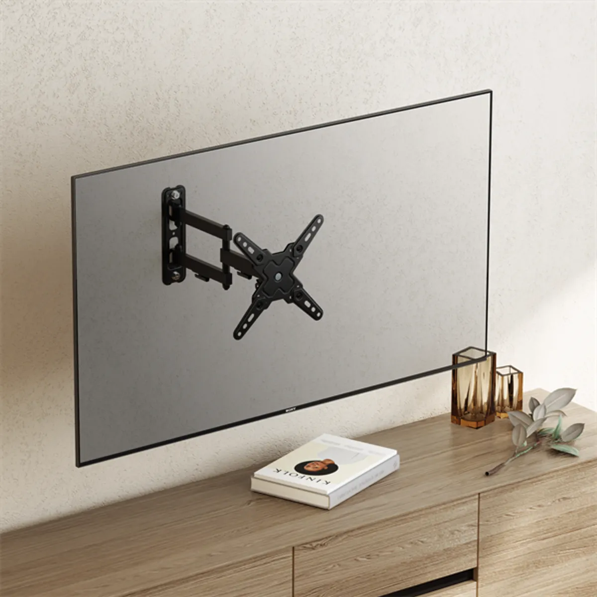 SBOX LCD-223-2 13"-43" dönthető, forgatható, VESA 75x75-200x200, max terhelhetőség 20 kg, fekete acél, kábelrendező #7