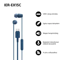 Sony IEREX15CL.CE7 USB Type-C vezetékes mikrofonos fülhallgató kék 120 cm #2