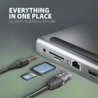 AXAGON HMC-4KX3 usb-c 5gbps triple 4k display 11in1 hub táp nélküli 2x hdmi 1x dp 3x usb-a gigabit lan sd-microsd #7