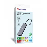 Verbatim 32153 CMH-13 13-portos USB-C Pro multiport hub USB-C bemenet, HDMI 2 db, DP 1 db, USB-A 8 db, RJ-45 gigabit #4