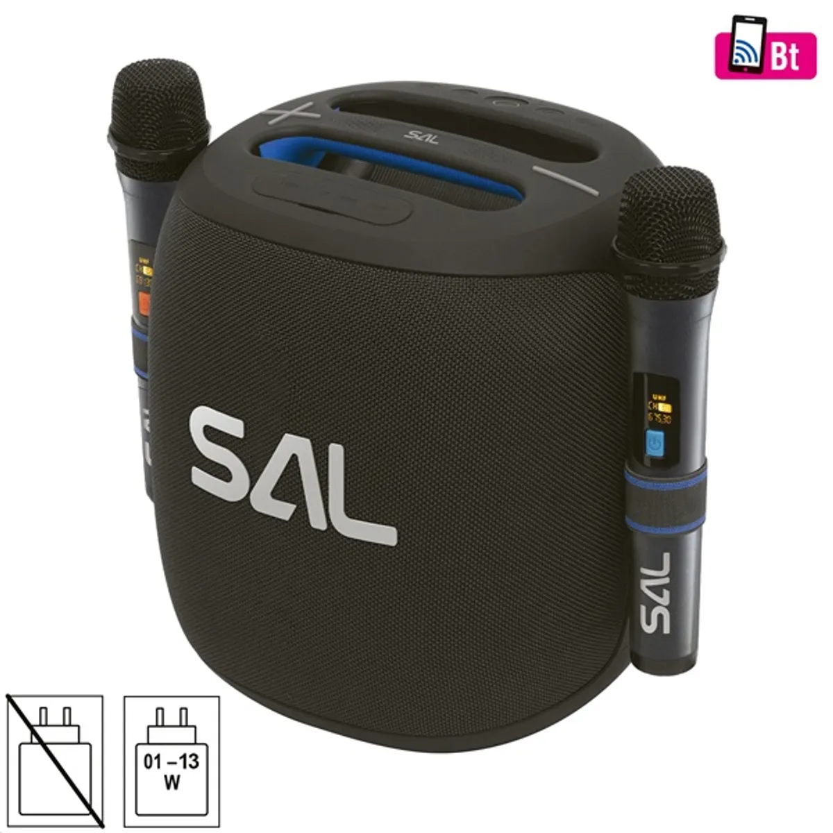 SAL PARCUBE boombox 100 W Bluetooth USB AUX Micro SD 2x vezeték nélküli mikrofon IPX5 9 óra #1