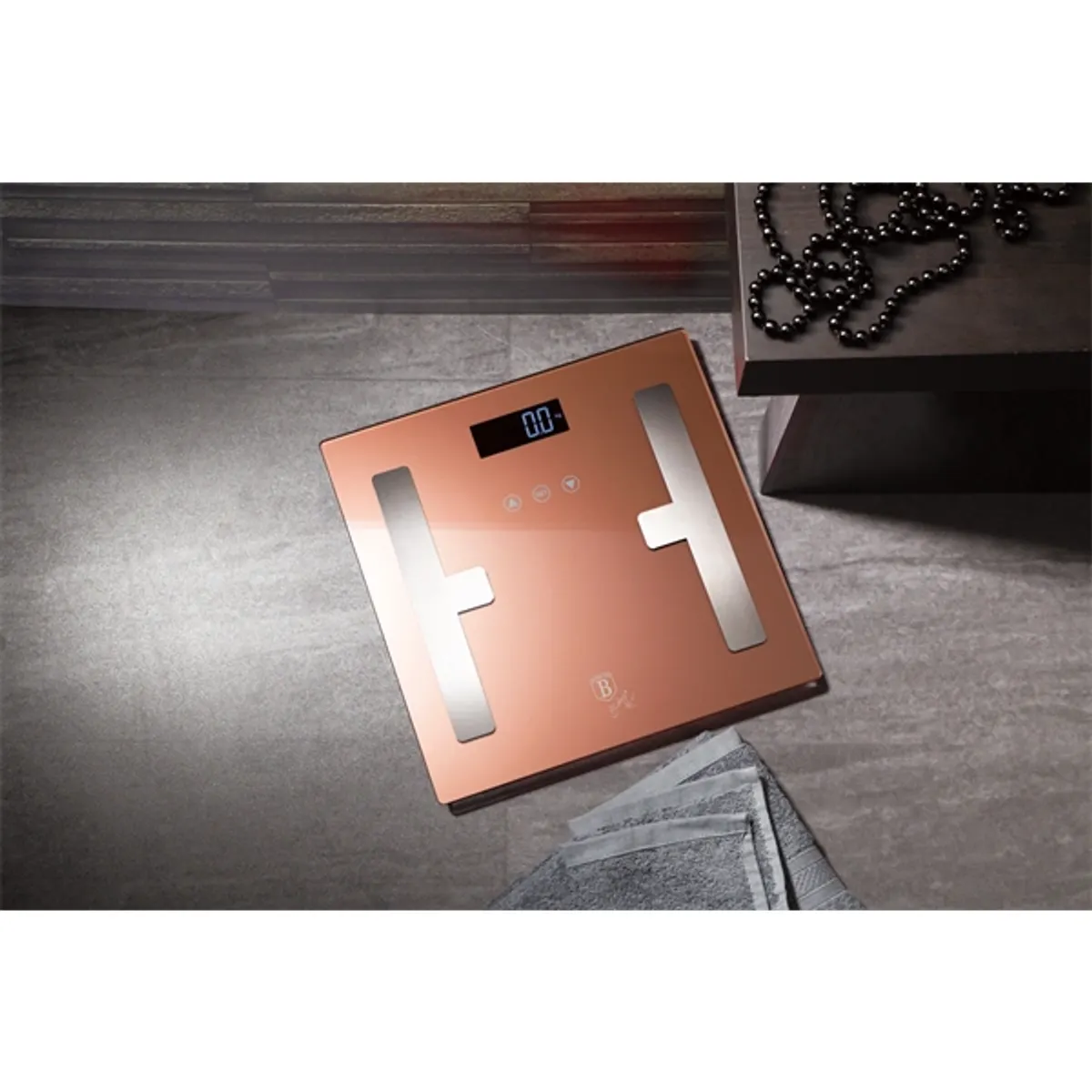 Berlinger Haus BH-9356 testzsíranalizáló üveg személymérleg rózsaarany 180 kg 100 g LCD #3