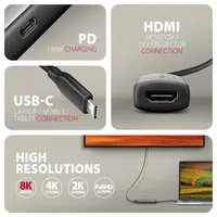 AXAGON RVC-HI8KPD USB-C HDMI 2.1 adapter 16 cm 8K60Hz PD 100W #2