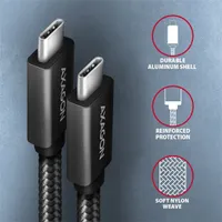 Axagon BUCM32-CM05AB Type-C PD 100W 4K HD USB-C adat- és töltőkábel 0,5 m fekete #3