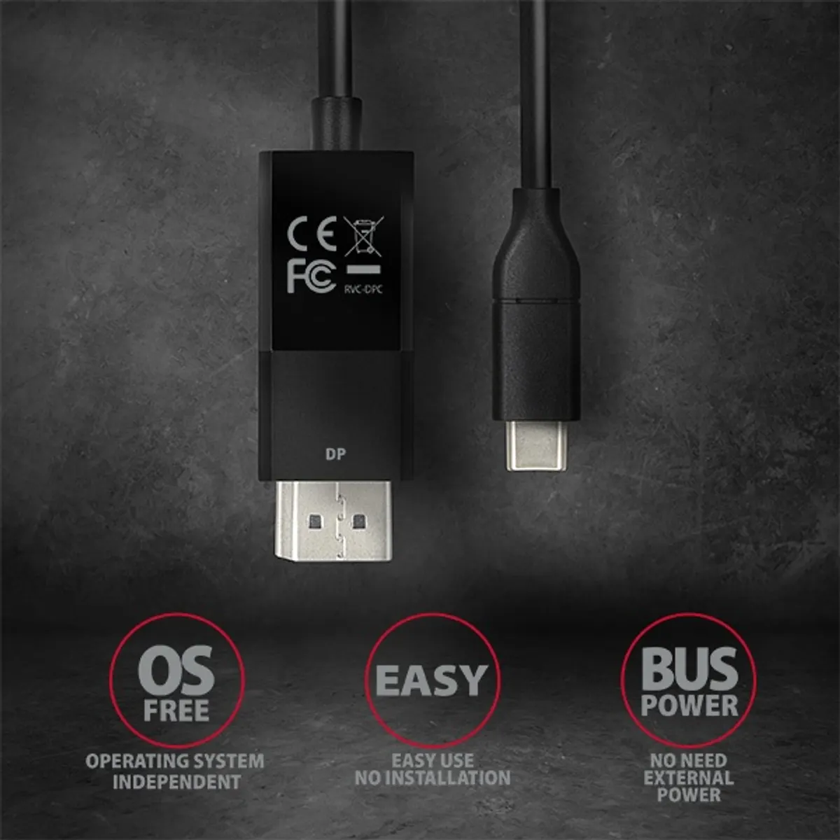 AXAGON RVC-DPC USB-C to DisplayPort kábel aktív 1,8 m fekete #5