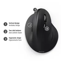 HAMA 00182698 Vertical Ergonomic EMC-500 fekete USB optikai egér 6 gomb DPI kapcsoló 1000 1400 1800 dpi 180 cm #3