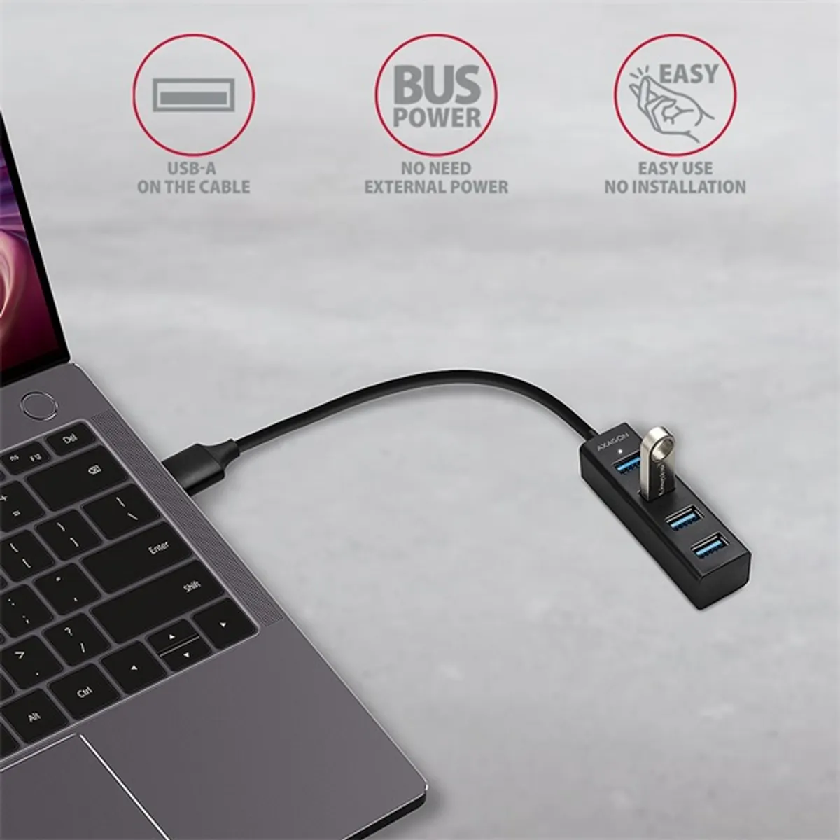 AXAGON HUE-M1A 4-portos USB hub USB 3.2 Gen 1 alumínium test 20 cm kábel #3