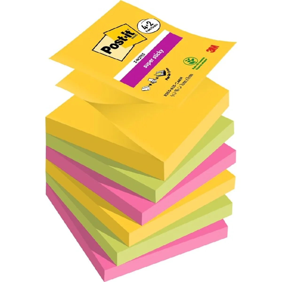 Post-it 7100259228 Z-jegyzettömb 76x76mm 90 lapos Öntapadós PEFC zöld #1