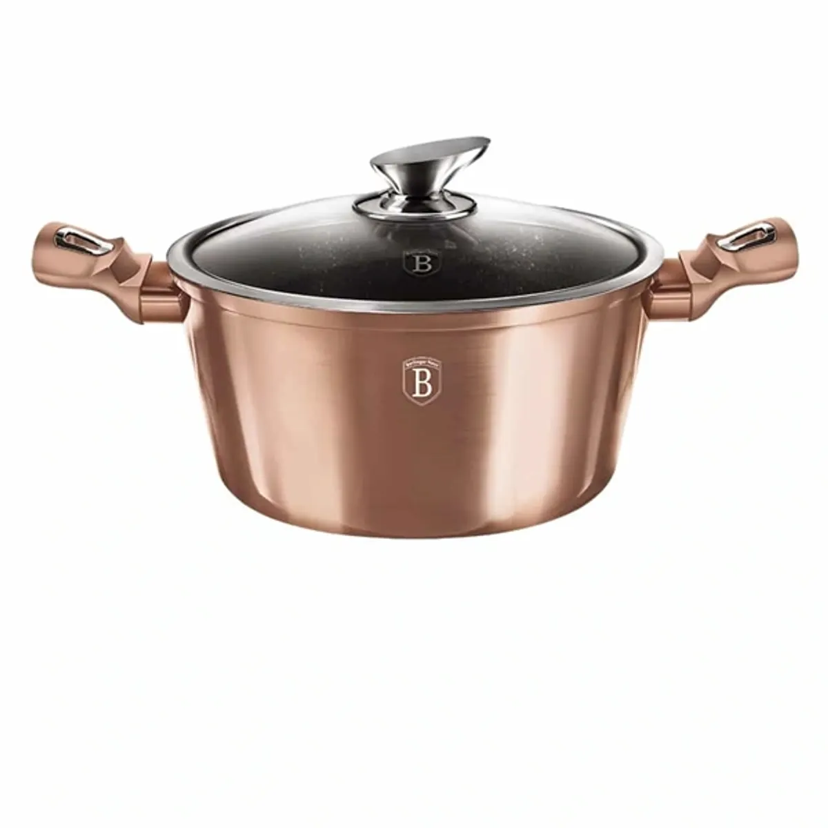 Berlinger Haus BH/6194 Metallic Line Rosegold Edition 30 cm kovácsolt alumínium 8 L 3 rétegű márvány bevonat turbo indukciós talp fedővel #2