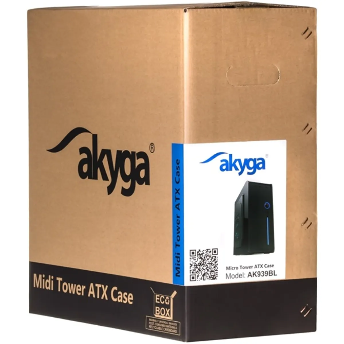 AKYGA AK939BL Midi ATX ház fekete 5,25 külső hely 1 db 3,5 belső hely 3 db 2,5 belső hely 3 db USB 2.0 előlapon 2 db max GPU hossz 385 mm táp nincs #8