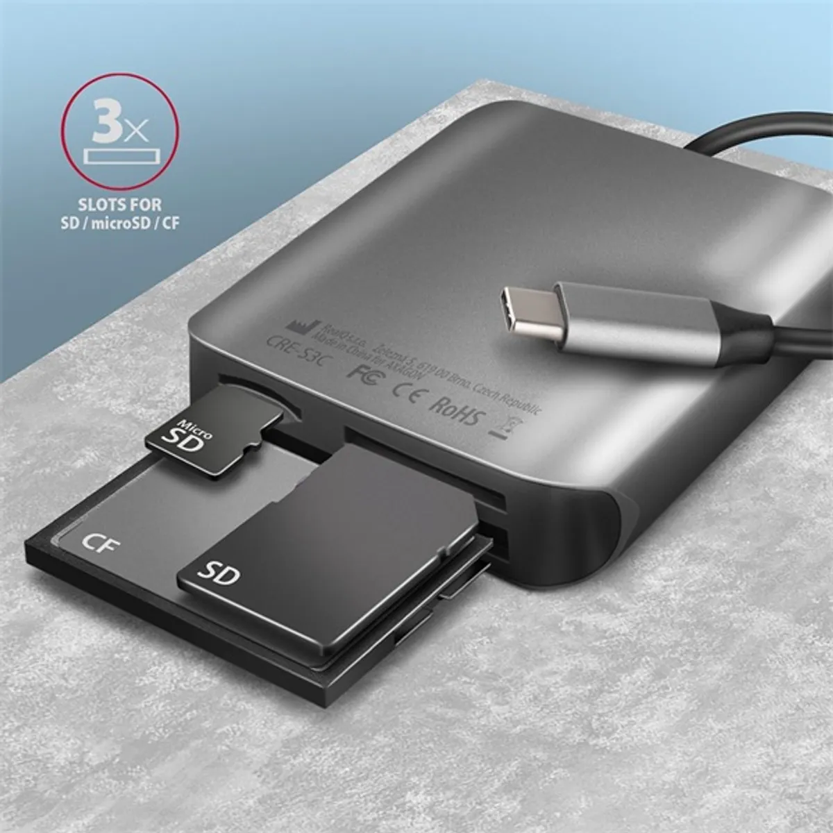 AXAGON CRE-S3C CRE-S3C USB-C 5-foglalatos kártyaolvasó #3