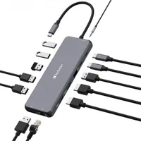 Verbatim 32153 CMH-13 13-portos USB-C Pro multiport hub USB-C bemenet, HDMI 2 db, DP 1 db, USB-A 8 db, RJ-45 gigabit #2