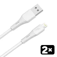 AVAX AVAX_CB4302 2x USB-A - Lightning szilikon töltőkábel, 1,5 m, fehér