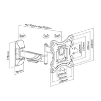 STELL 35057196 SHO 7520 23"-42" fali konzol acél fekete 30 kg forgatható 90 fok dőlés 8 VESA 100x100 200x200 csavaros rögzítés kábelrendező #6