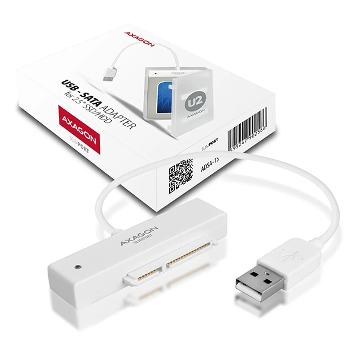 AXAGON ADSA-1S 2.5" USB 2.0 külső HDD SSD ház fehér #6