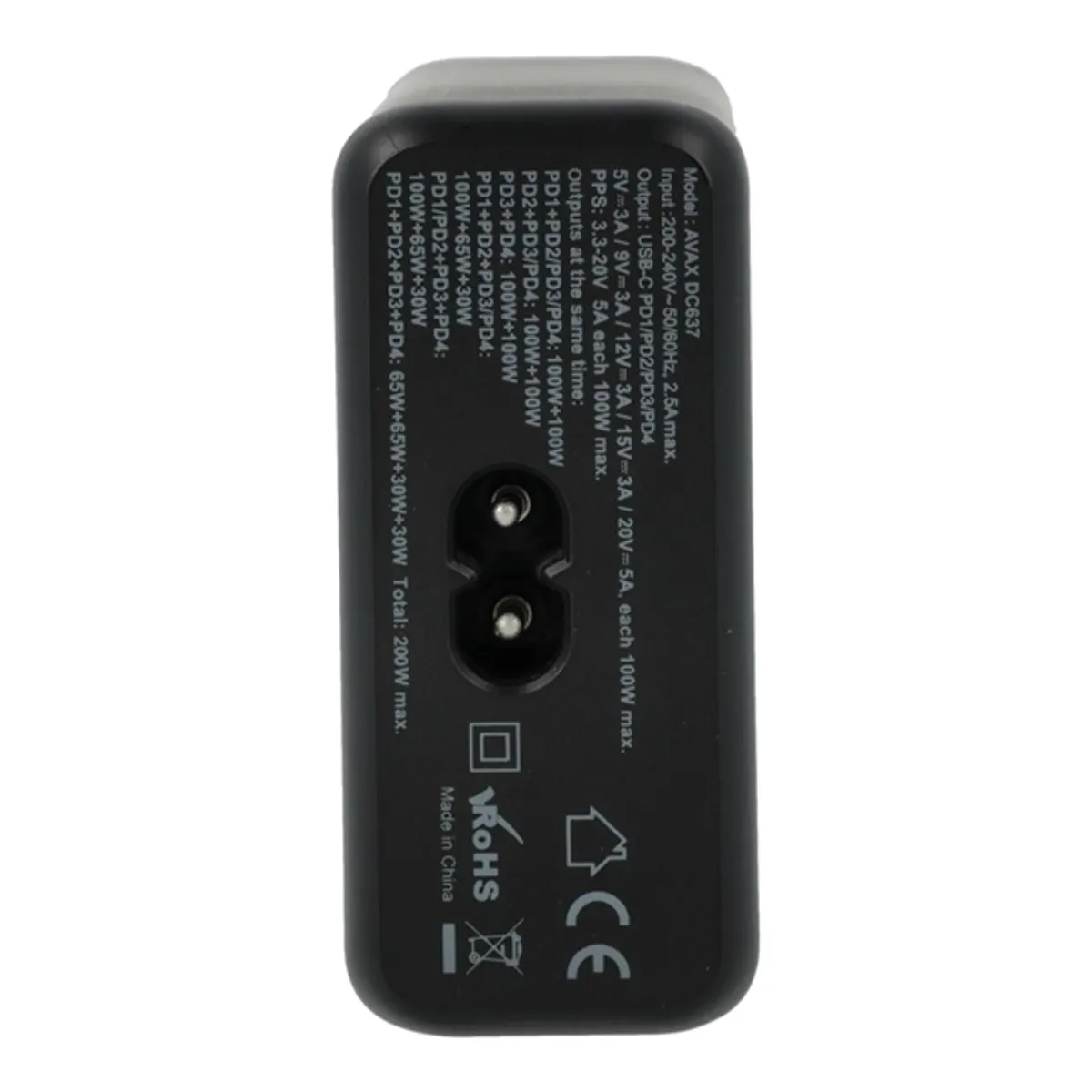 AVAX DC637 Desky+ 200W GaN 4xType-C gyorstöltő elosztó #4