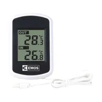 EMOS E0041 vezetékes asztali hőmérő digitális kijelző 2 m szonda -40 °C és 60 °C 0,1 °C falra szerelhető