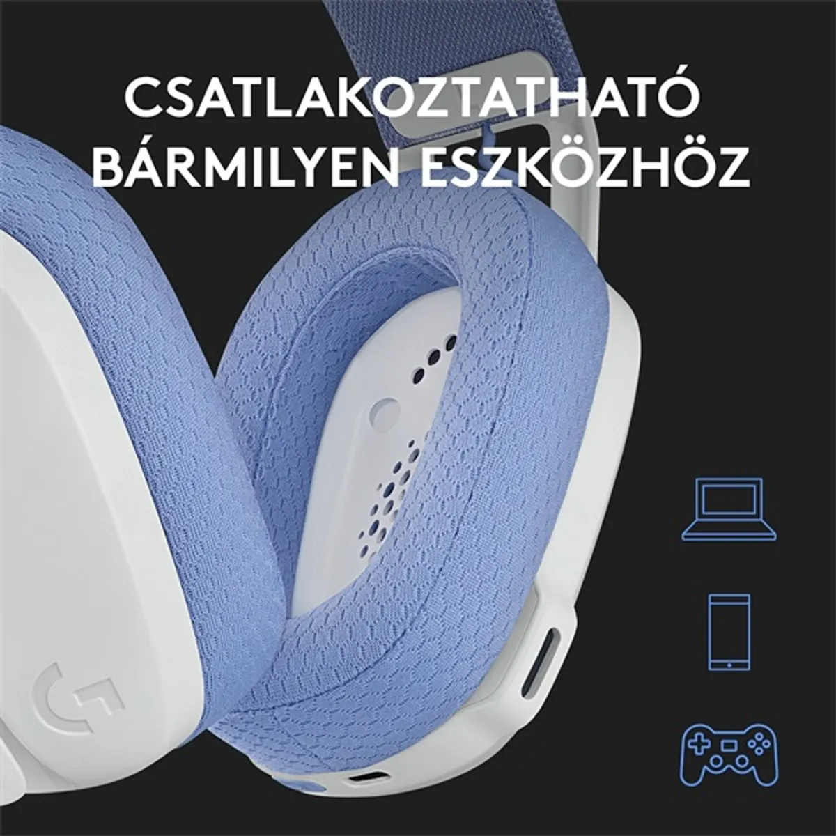 Logitech 981-001074 G435 Fejhallgató Lightspeed Bluetooth 10 m USB-C 20 Hz-20 kHz 45 Ohm Over-Ear Fehér-kék #8
