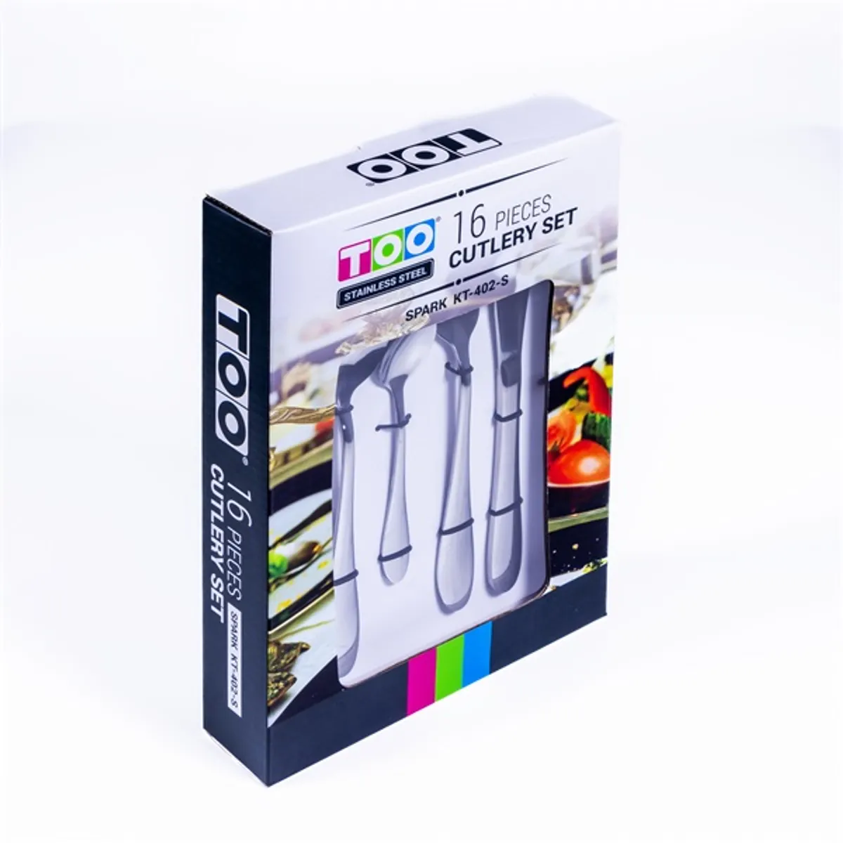 TOO KT-402 S Spark 16 db-os evőeszköz készlet rozsdamentes acél ezüst #3