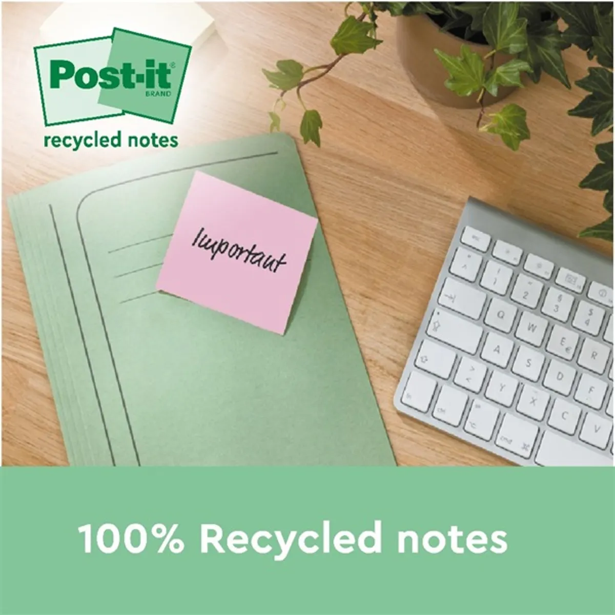 Post-it 7100259123 jegyzettömb 76x76mm 100 lapos újrahasznosított PEFC vegyes #5