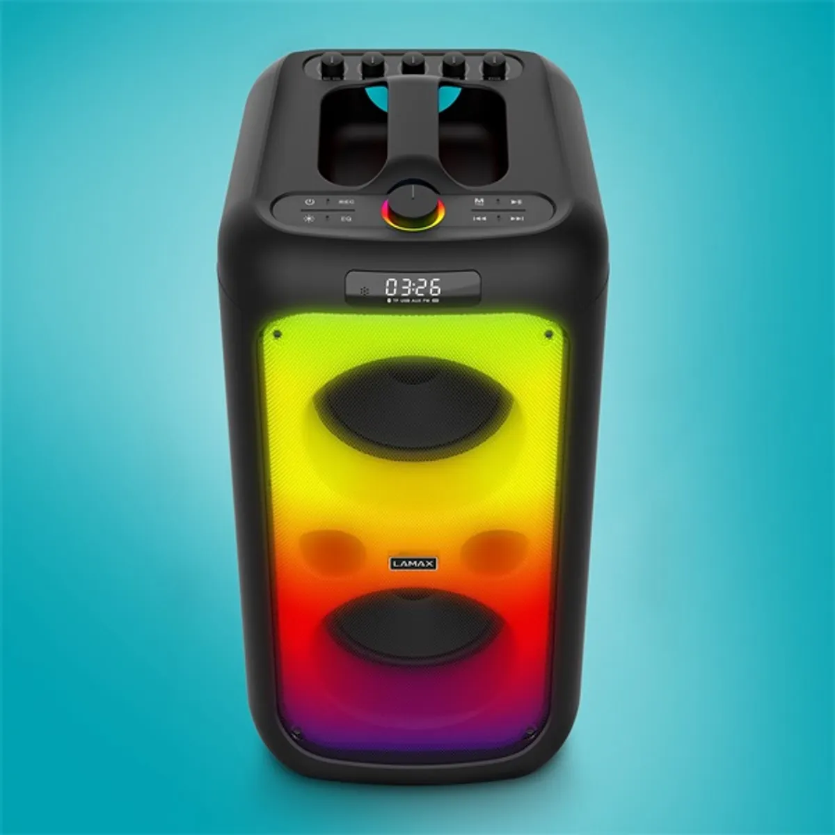 LAMAX LXPSMPK1PSNBA PartyKing1 Plus 100W bluetooth hangszóró 2x hangszóró modulok led party fény vezeték nélküli mikrofon aux bemenet #6