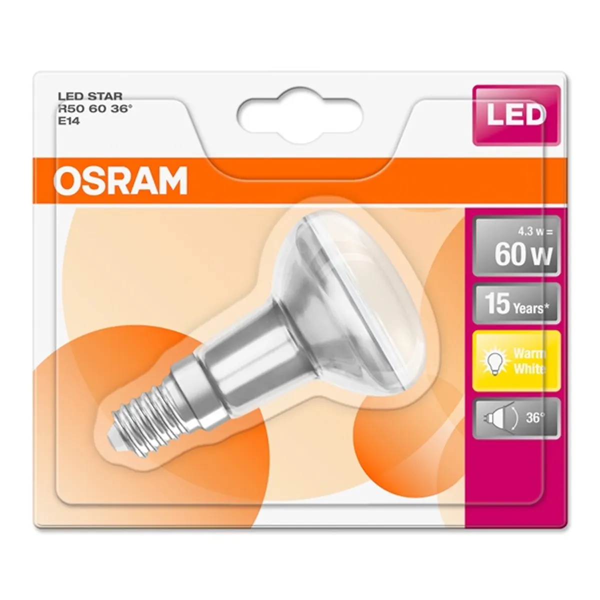 LEDVANCE 4058075126022 LED fényforrás E14 4W 345 lm 2700K Meleg fehér 36 fok 15000 óra 100000 ciklus #2