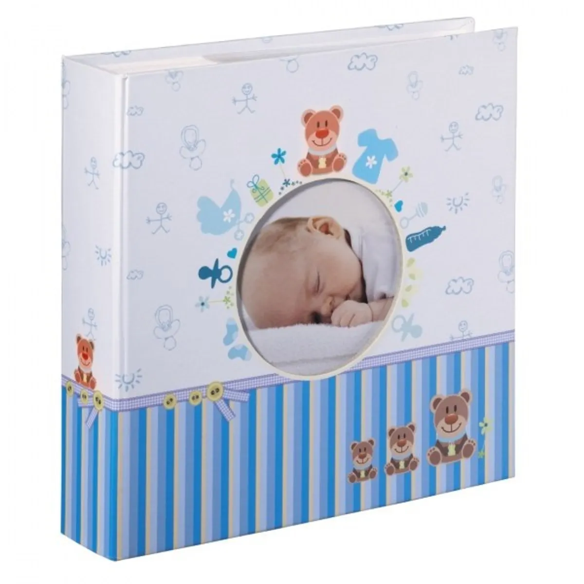 Hama 00001926 memo album kék 22,5x22,5 cm képméret 10x15 cm 100 oldal max 200 kép laminált kötés bedugós zsebek feliratozható felület #1