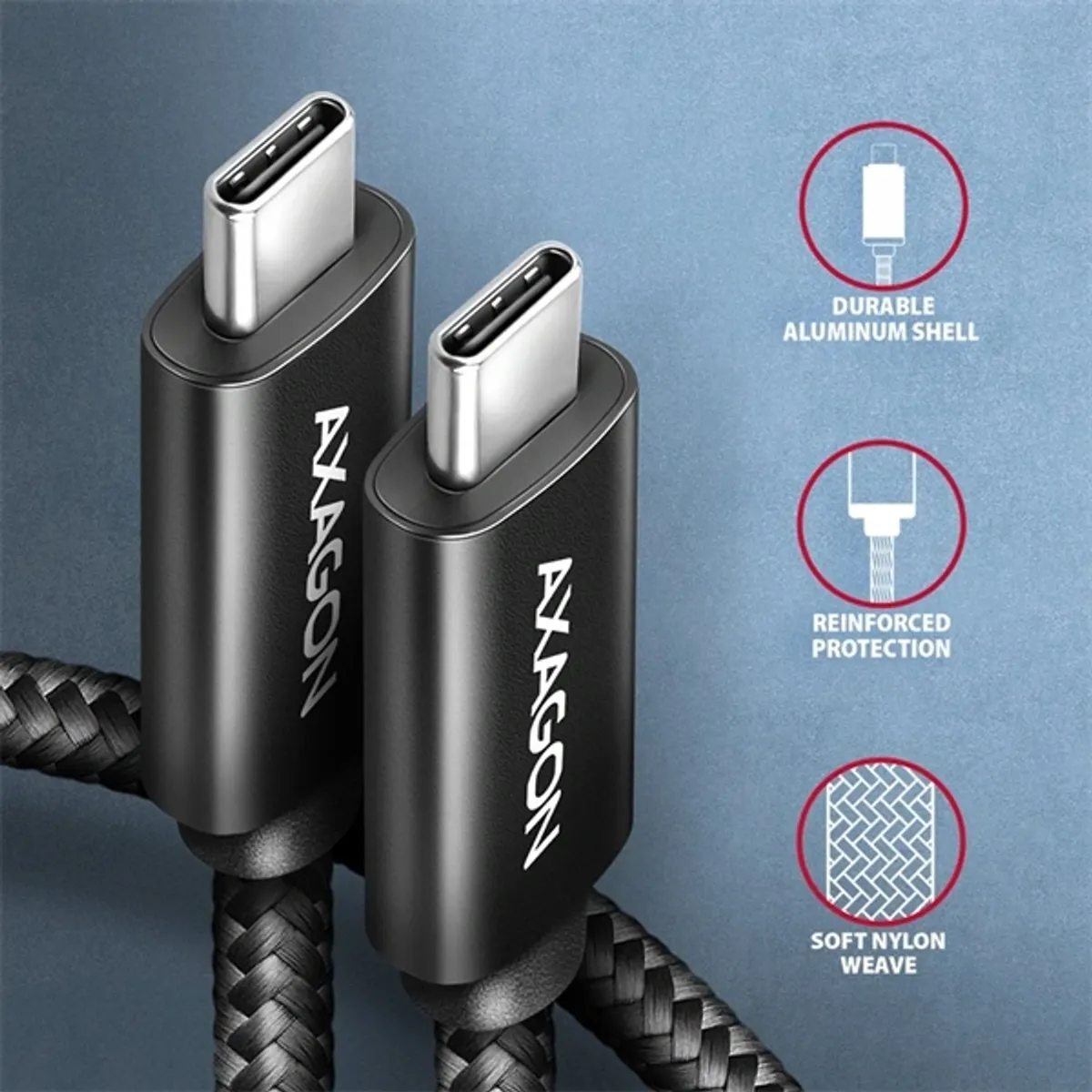 Axagon BUCM4X-CM05AB NewGEN 0,5m USB-C USB-C adat- és töltőkábel 40 Gbps PD 240W #3