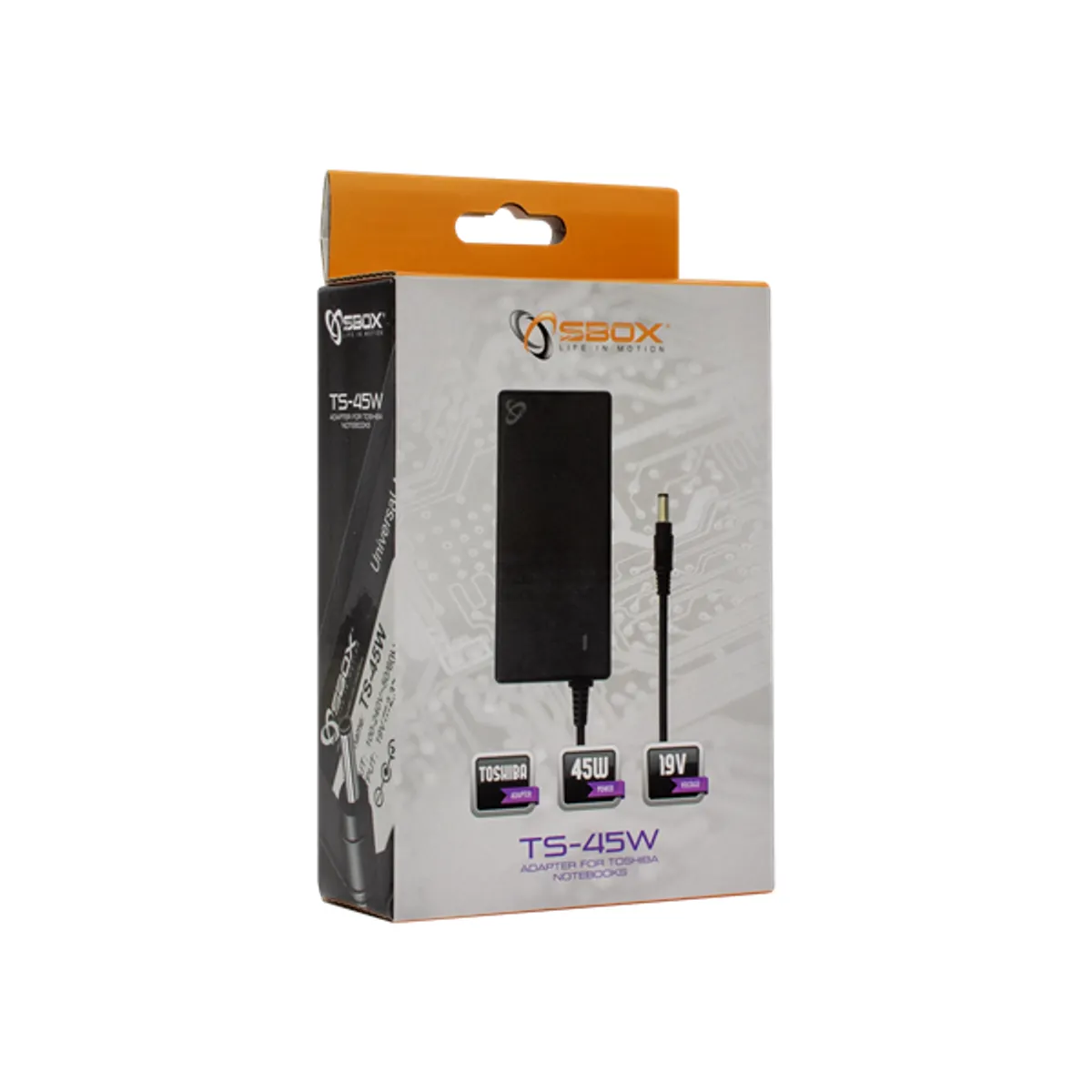 SBOX TS-45W töltő adapter 45W 19V 2.37A 5.5x2.5mm 100-240V #3