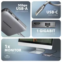 AXAGON HMC-5HL USB-C 5in1 hub 2x USB-A 1x HDMI 1x RJ-45 5Gbps PD 100W #3