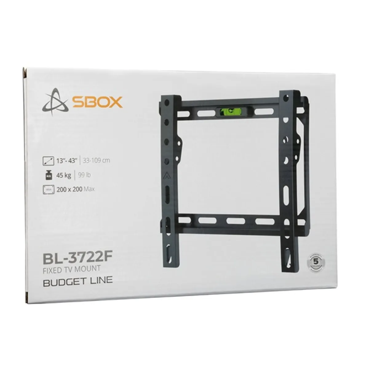 SBOX BL-3722F fix fali konzol 13"-43" VESA 50x50-200x200 45 kg fekete acél #5