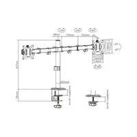 GEMBIRD MA-D2-01 kétmonitoros asztali monitortartó kar 17"-32" 9 kg VESA 75x75 100x100 fekete #2