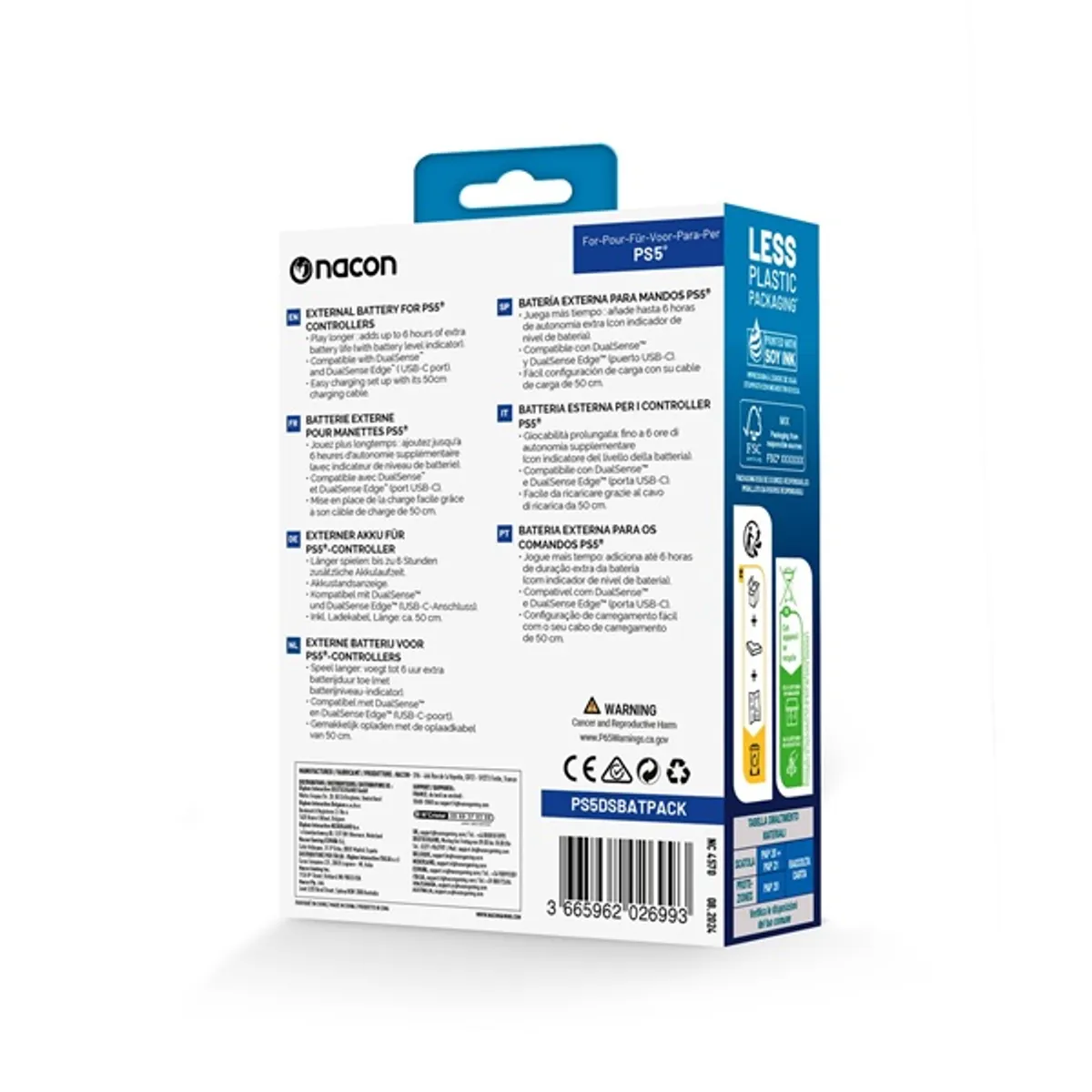Nacon 2809405 Akkumulátor DualSense/DualSense Edge kontrollerhez fehér/fekete 50 cm #6