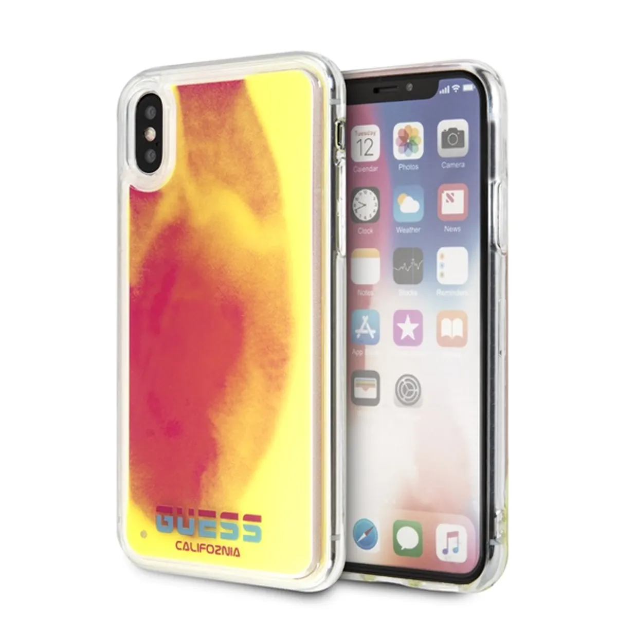 GUESS GUHCPXGLCPI védőtok Apple iPhone X XS 5,8" rózsaszín sárga sötétben világító #2