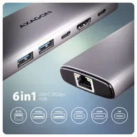 AXAGON HMC-6G2L USB-C 6in1 hub USB-C 10Gbps HDMI 4K60 2x USB-A 10Gbps RJ-45 1Gbps PD 3.0 100W 15 cm #2