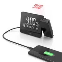 Hama 00186332 rádióvezérelt projektoros ébresztőóra digitális kijelző hőmérő nedvességmérő USB 2,4A