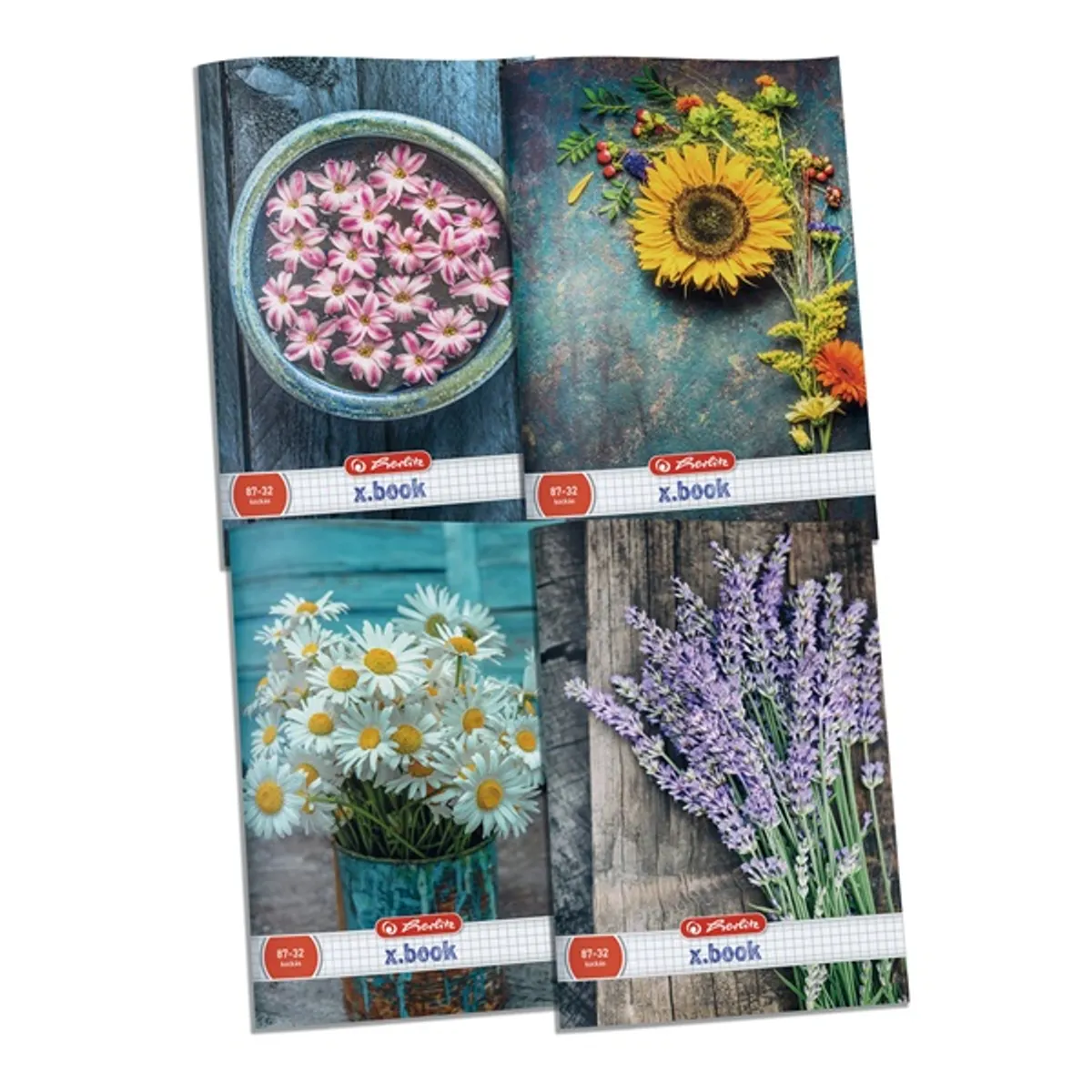 Herlitz 09088386 kockás füzet A4 32 lapos virágmintás fedél papír #1