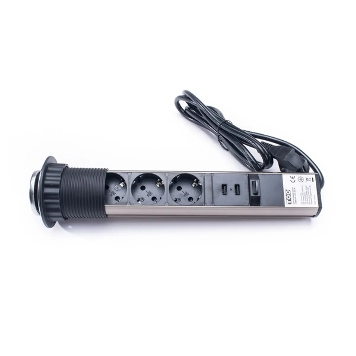 TOO PPS-305-3C IP20 beépíthető elosztó 3x SCHUKO és 2x USB-A 1,8 m króm #1