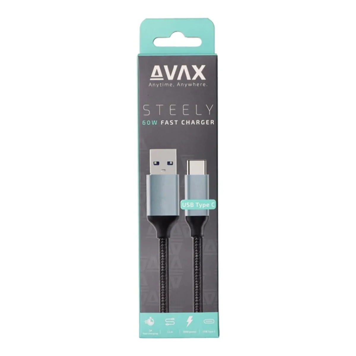 AVAX CB301G USB A-C töltő- és adatkábel 1,5 m Szürke #3