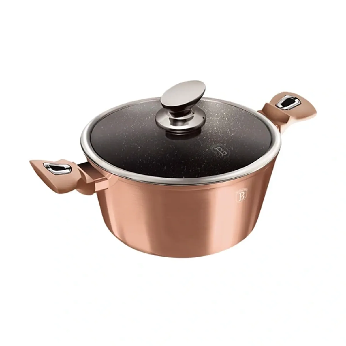 Berlinger Haus BH/6194 Metallic Line Rosegold Edition 30 cm kovácsolt alumínium 8 L 3 rétegű márvány bevonat turbo indukciós talp fedővel #1