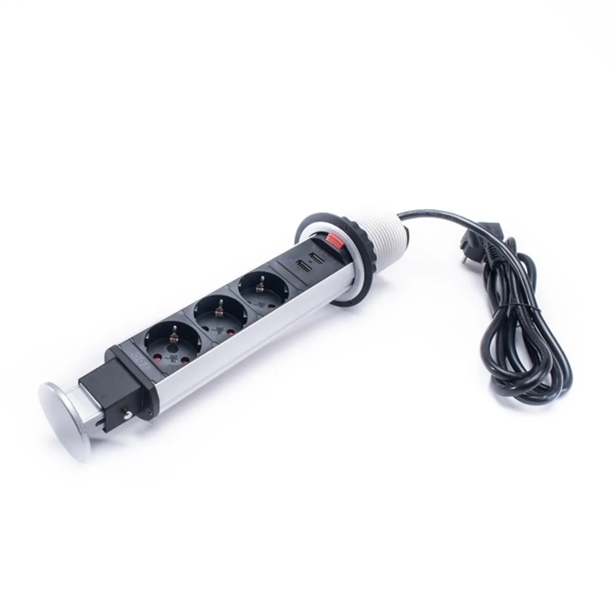 TOO PPS-304-3S rejtett hálózati elosztó beépíthető 3 aljzat 2x USB-A ezüst 1,8 m #4
