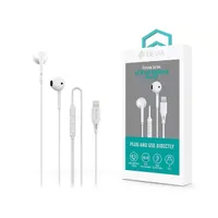 Devia ST126084 Lightning vezetékes mikrofonos fülhallgató 14 mm hangszóró 120 cm Fehér