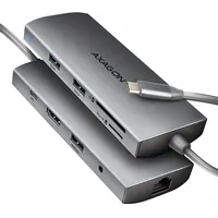 AXAGON HMC-8HLSA USB-C hub 3x USB-A HDMI 4K30Hz GLAN PD100W 20 cm kábel SD MicroSD