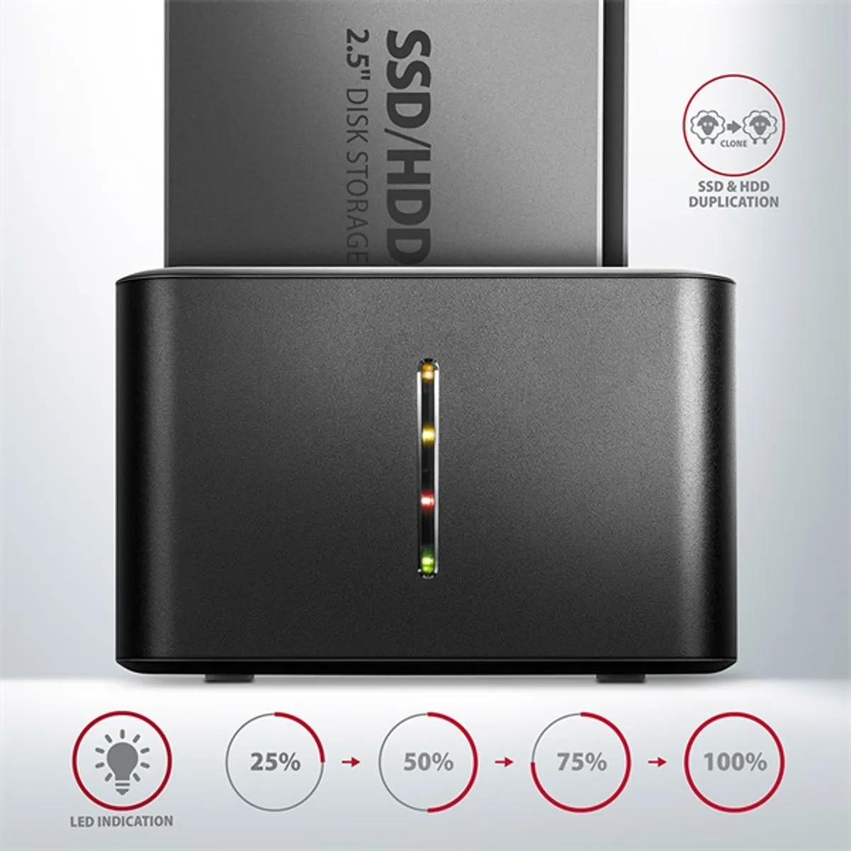 AXAGON ADSA-D25 duál dokkoló külső USB SATA 2,5" fekete #3