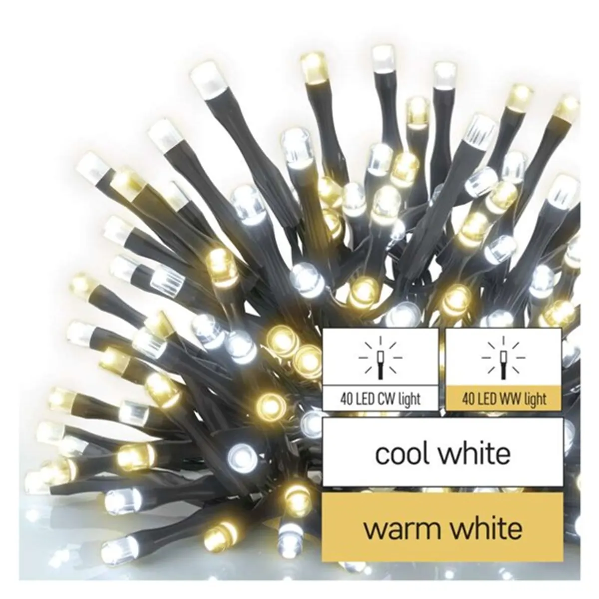 EMOS D4AN04 LED karácsonyi fényfüzér 8m 80LED IP44 kül-beltéri időzítős meleg fehér és hideg fehér #3