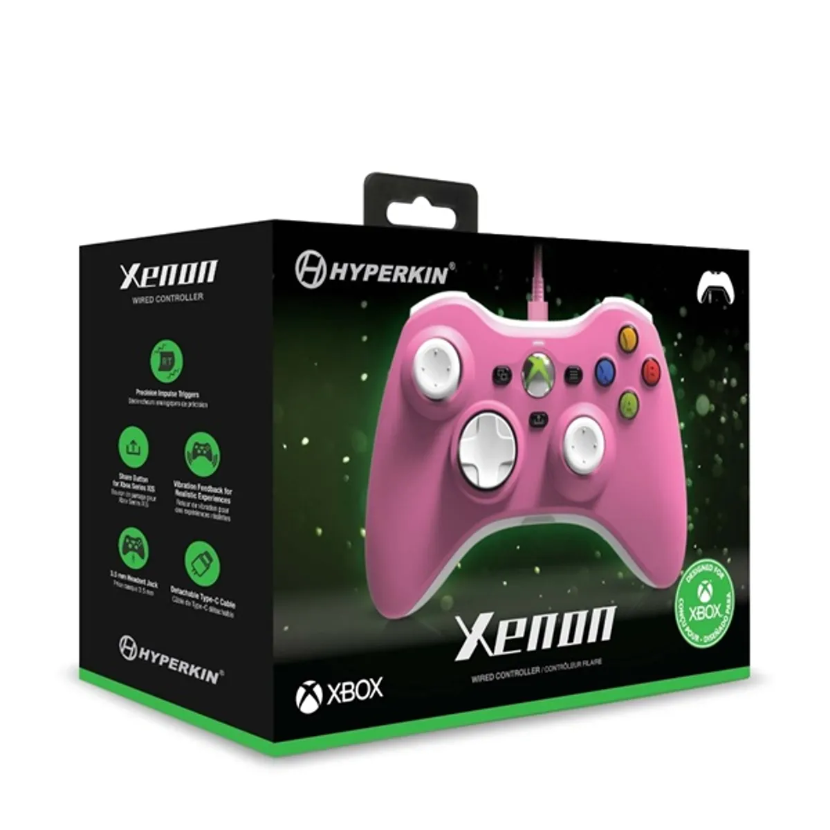 HYPERKIN M01368-PI Xenon kontroller rózsaszín vezetékes Windows 10 és 11 Xbox Series és Xbox One kompatibilis #5