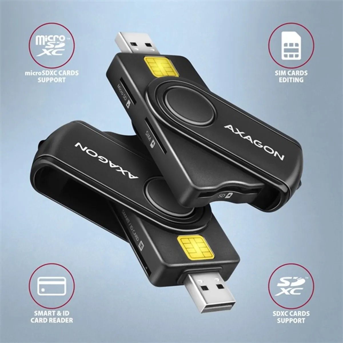 AXAGON CRE-SMP2A PocketReader USB 2.0 microSD SD SIM #2